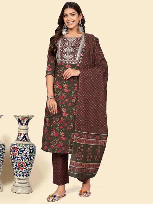 printed kurta dupatta set - 19942839 - Very Small Image - 1