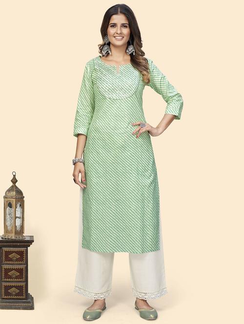 green cotton straight kurta - 19943261 - Very Small Image - 1