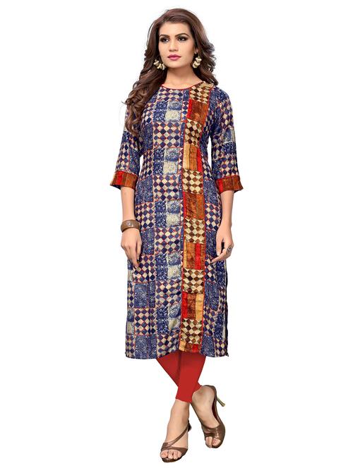 printed viscose straight kurta - 19943335 - Very Small Image - 1