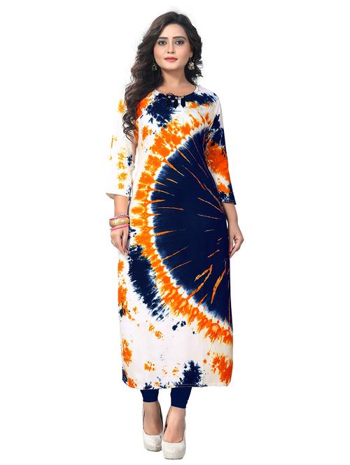 tie & dye cotton blend straight kurta - 19943365 - Very Small Image - 1