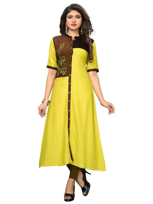 self design viscose a-line kurta - 19943413 - Very Small Image - 1