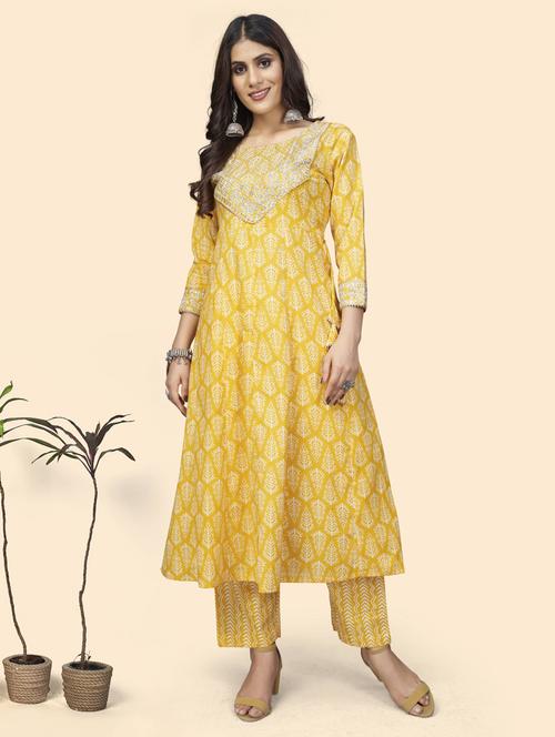 round neck printed anarkali kurta - 19943458 - Very Small Image - 1