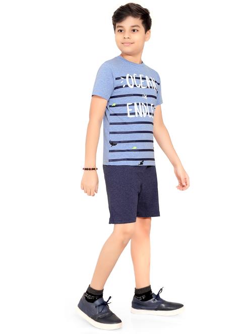 blue printed half sleeves shorts set - 19944635 - Very Small Image - 1
