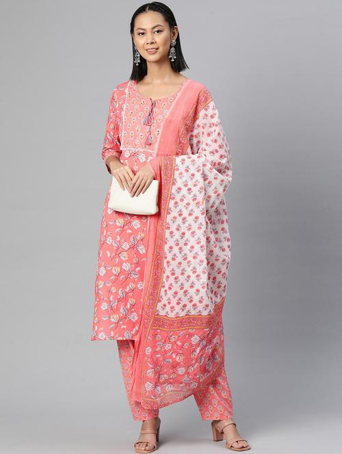 floral printed peach suit set - 19944884 - Very Small Image - 1