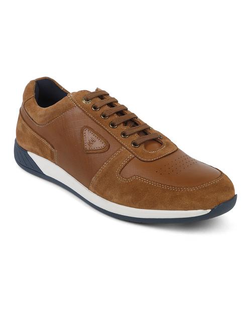 tan leather lace up sneakers - 19945693 - Very Small Image - 1
