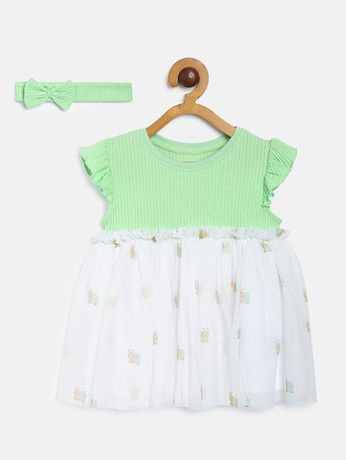 round neck printed frock - 19946305 - Very Small Image - 1