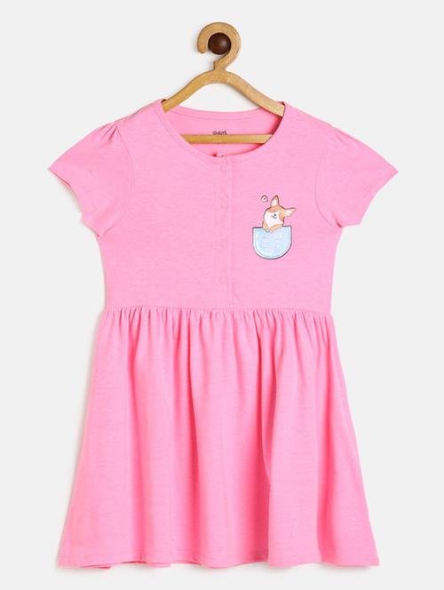 girls round neck short sleeves frock - 19946343 - Very Small Image - 1