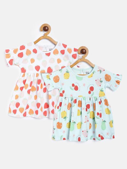 girls round neck short sleeves frock - 19946359 - Very Small Image - 1