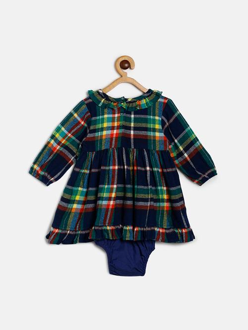 girls round neck three quarter sleeves frock - 19946373 - Very Small Image - 1