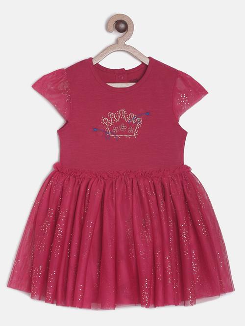 girls round neck printed cotton frock - 19946537 - Very Small Image - 1