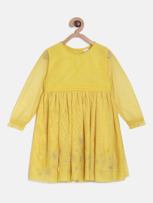 girls round neck long sleeves frock - 19946549 - Very Small Image - 1