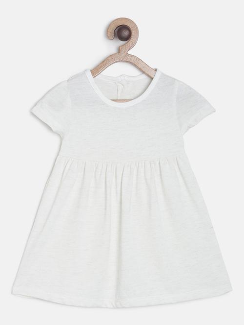 girls round neck solid cotton frock - 19946604 - Very Small Image - 1