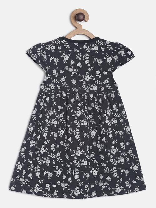 girls round neck floral cotton frock - 19946605 - Very Small Image - 1