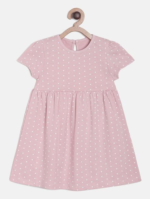 girls round neck polka dots frock - 19946606 - Very Small Image - 1