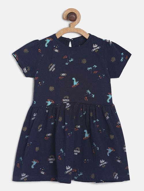 navy blue printed cotton frock - 19946617 - Very Small Image - 1