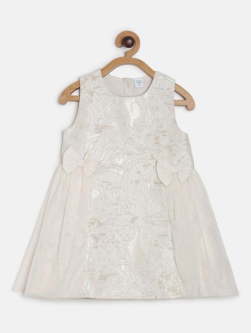 girls round neck self design frock - 19946636 - Very Small Image - 1
