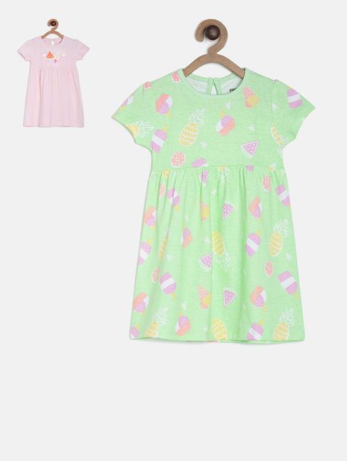 girls round neck printed cotton frock - 19946651 - Very Small Image - 1