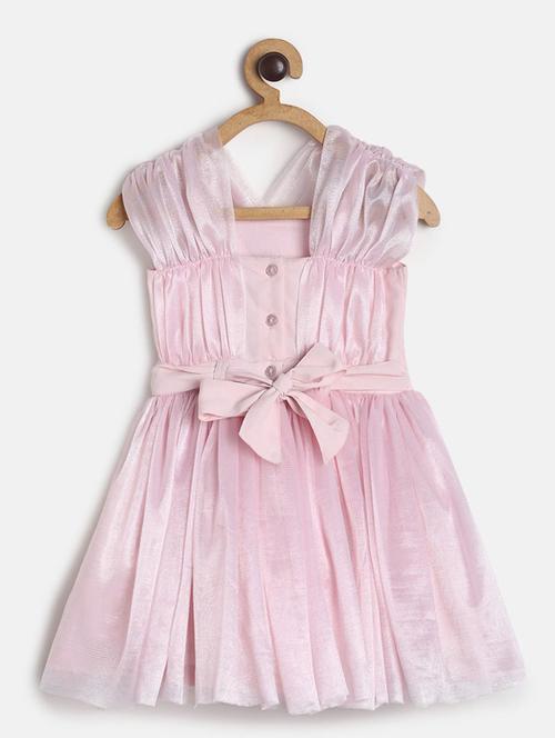 girls pink solid cotton frock - 19946669 - Very Small Image - 1