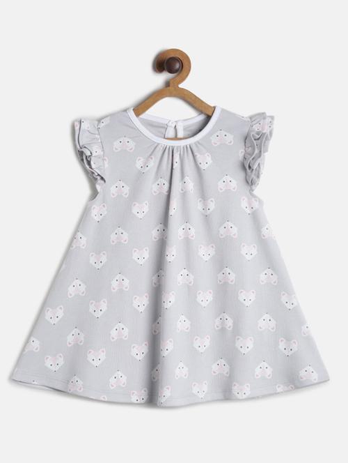 girls round neck printed frock - 19946722 - Very Small Image - 1