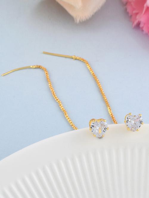 yellow gold plated drop earring - 19947159 - Very Small Image - 1