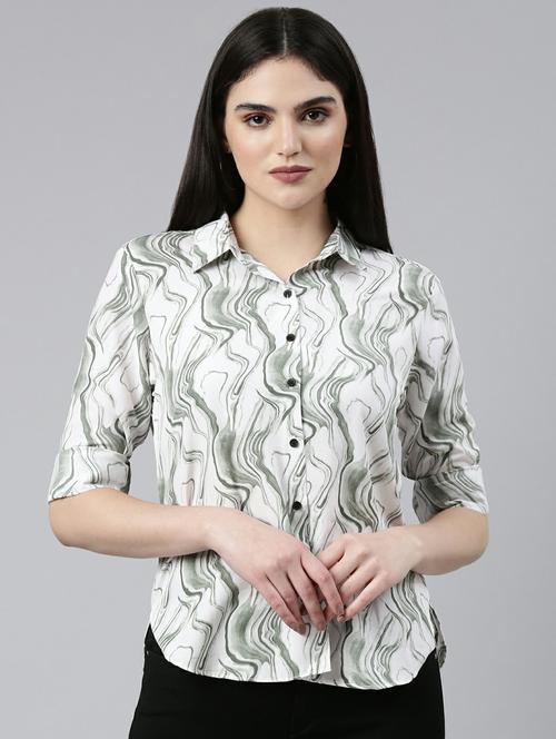 green printed long sleeves regular shirt - 19947869 - Very Small Image - 1