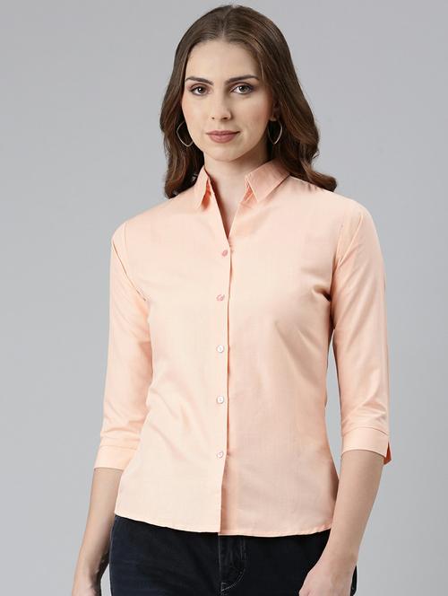 pink solid three quater sleeves regular shirt - 19947880 - Very Small Image - 1