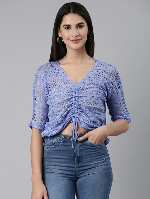 women's crop v neck top - 19948474 - Very Small Image - 1