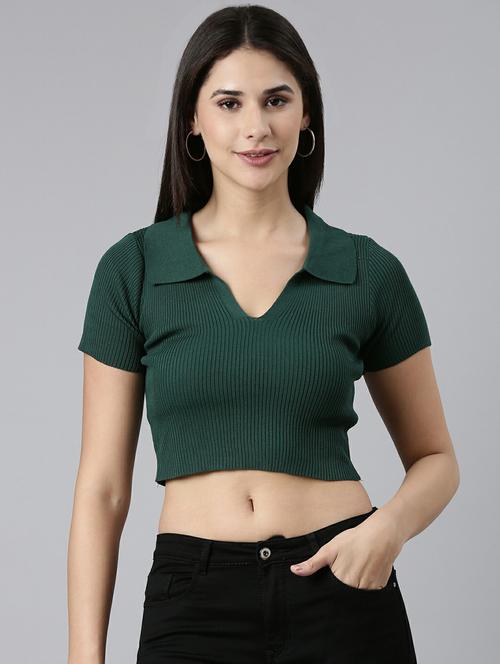 women's crop collared top - 19948533 - Very Small Image - 1