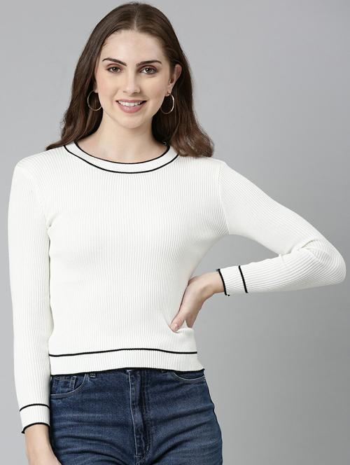 women's straight round neck top - 19948550 - Very Small Image - 1