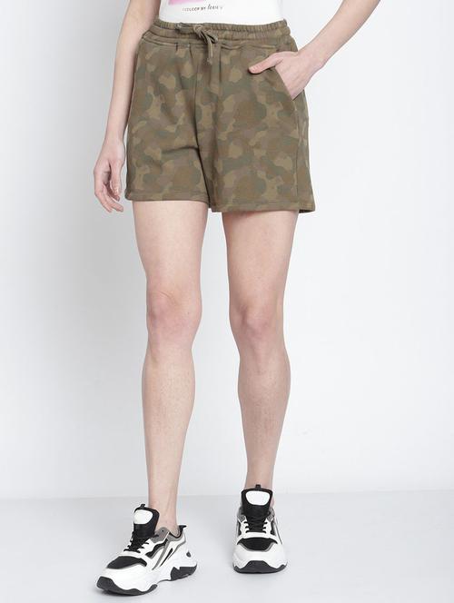 drawstring waist printed regular shorts - 19950662 - Very Small Image - 1