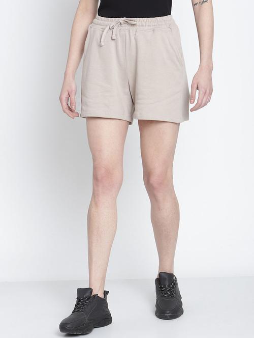 drawstring waist solid regular shorts - 19950674 - Very Small Image - 1