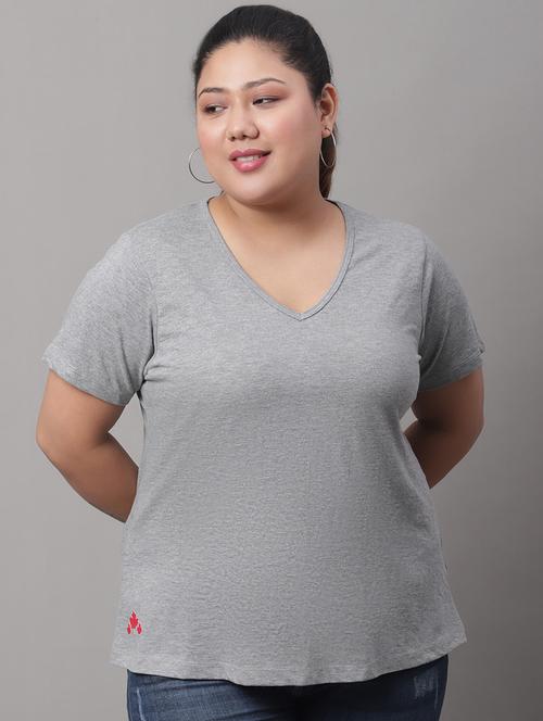 women's plain v neck t-shirt - 19950858 - Very Small Image - 1