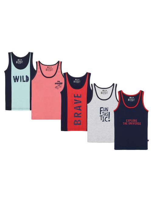 pack of 5 boys printed vests - 19953850 - Very Small Image - 1