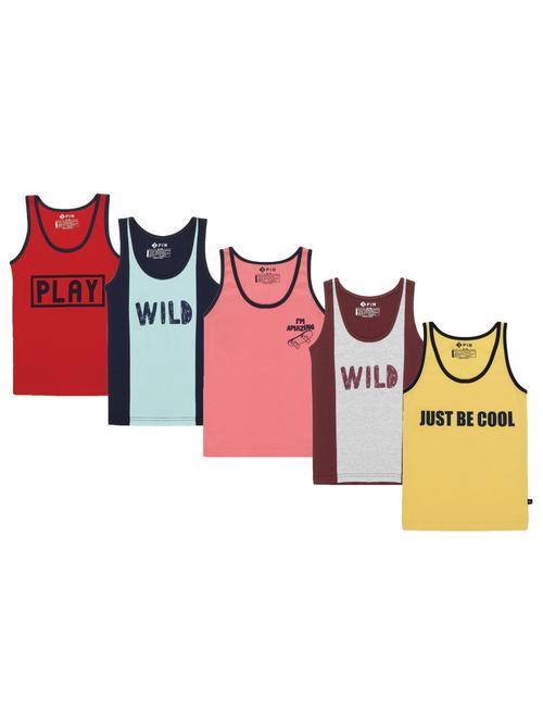 pack of 5 boys printed vests - 19953859 - Very Small Image - 1
