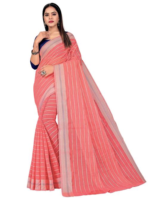 pink stripes printed saree with blouse - 19953916 - Very Small Image - 1