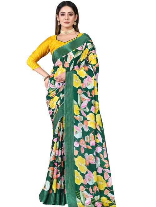 women's floral turquoise colored saree - 19954108 - Very Small Image - 1