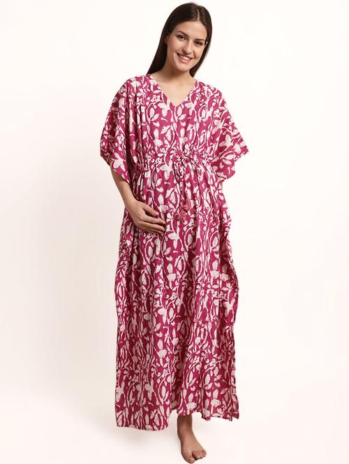 v neck printed maternity wear kaftan - 19954251 - Very Small Image - 1
