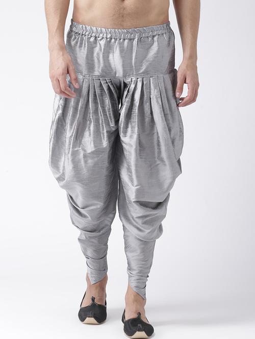 grey solid dupion dhoti - 19955036 - Very Small Image - 1