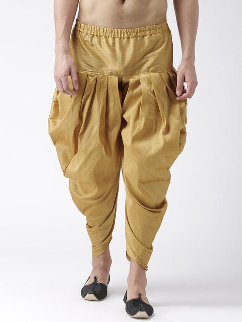 yellow solid dupion dhoti - 19955040 - Very Small Image - 1