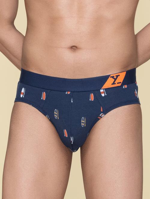 dark blue cotton blend brief - 19955180 - Very Small Image - 1