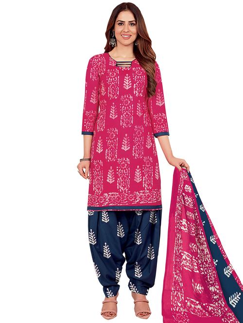 printed patiyala unstitched suit set - 19956256 - Very Small Image - 1