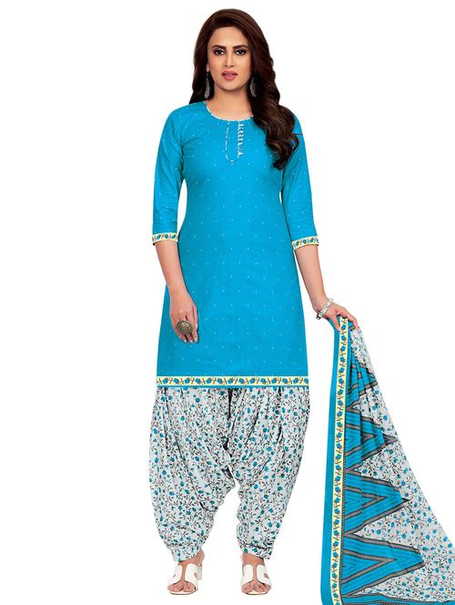 printed patiyala unstitched suit set - 19956267 - Very Small Image - 1