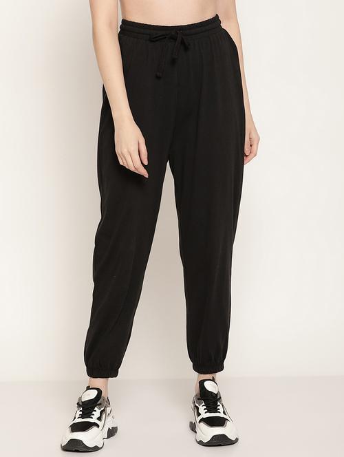 women mid-rise black solid jogger - 19956619 - Very Small Image - 1