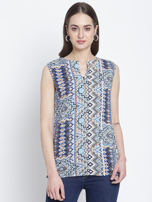 women's straight notch neck top - 19956974 - Very Small Image - 1