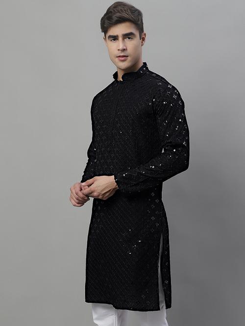 men embroidered mandarin neck long kurta - 19957242 - Very Small Image - 1
