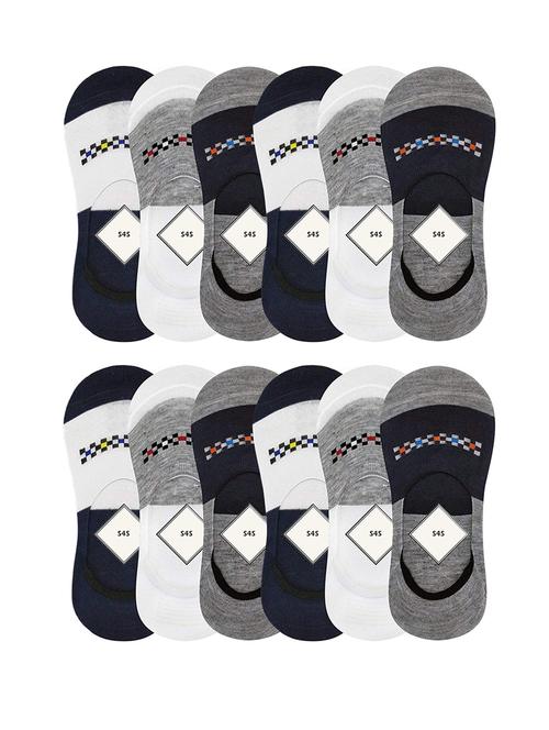dikhawa unisex anti slip cotton loafers no show socks (assorted, free size) pack of 12 - 19957313 - Very Small Image - 1