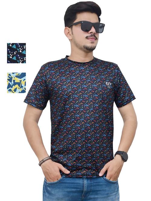 round neck printed t-shirt combo - 19958161 - Very Small Image - 1