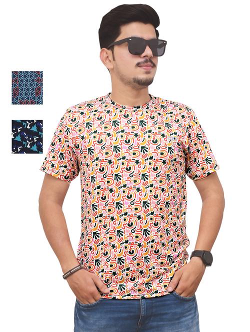 round neck printed t-shirt combo - 19958162 - Very Small Image - 1