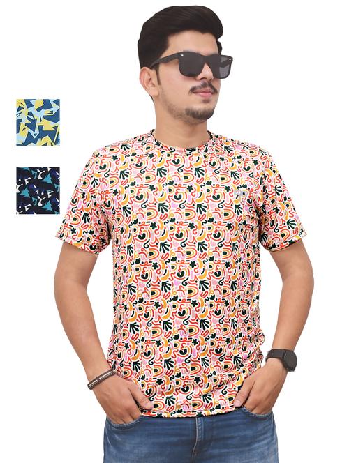 round neck printed t-shirt combo - 19958166 - Very Small Image - 1