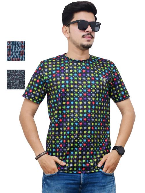 round neck printed t-shirt combo - 19958169 - Very Small Image - 1